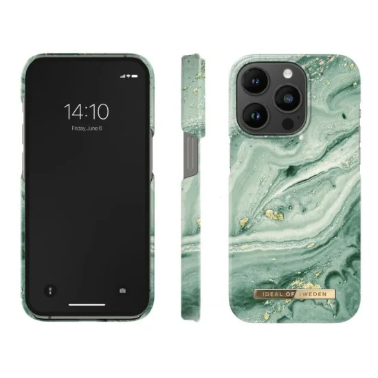 Ideal of Sweden Case for iPhone 14 Pro Fashion - Mint Swirl Marble